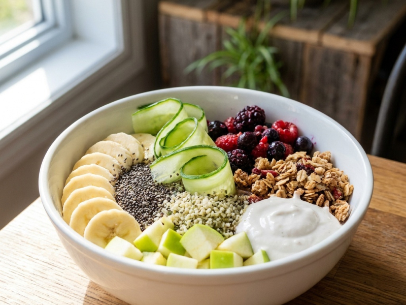 Bol de petit-déjeuner bicolore aux pousses de tournesol