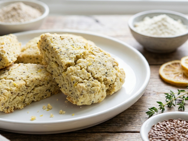 Scones crus citron-chia et glaçage au beurre de coco