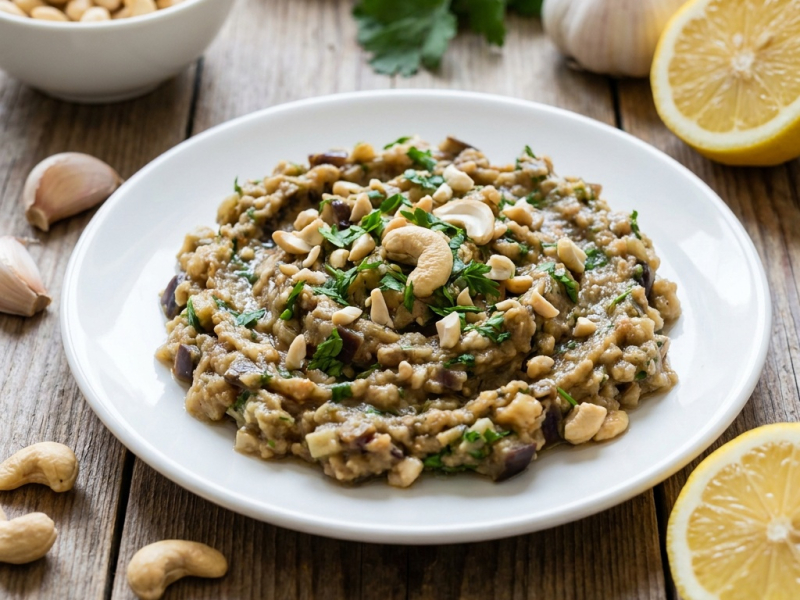 Baba ganoush crudo di melanzane e anacardi
