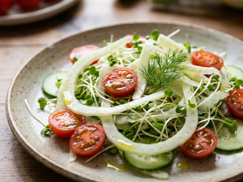 Insalata estiva fresca con finocchio e pomodorini