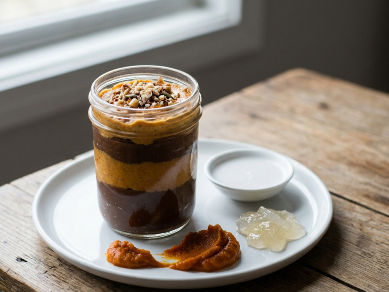 Schoko-Kürbis-Pudding im Glas mit Avocado