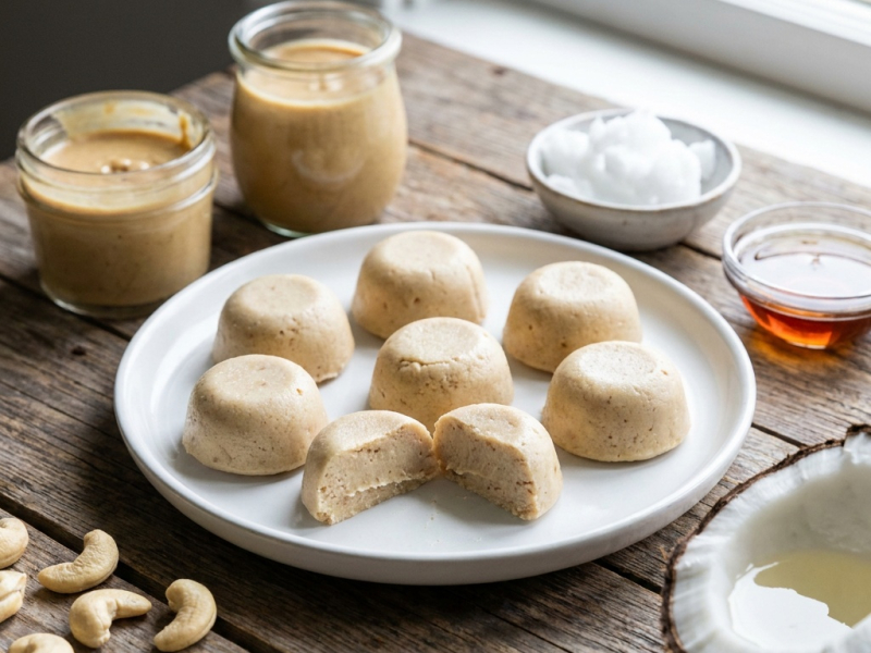 Rohe Fudge-Küchlein mit Cashewmus (glutenfrei)