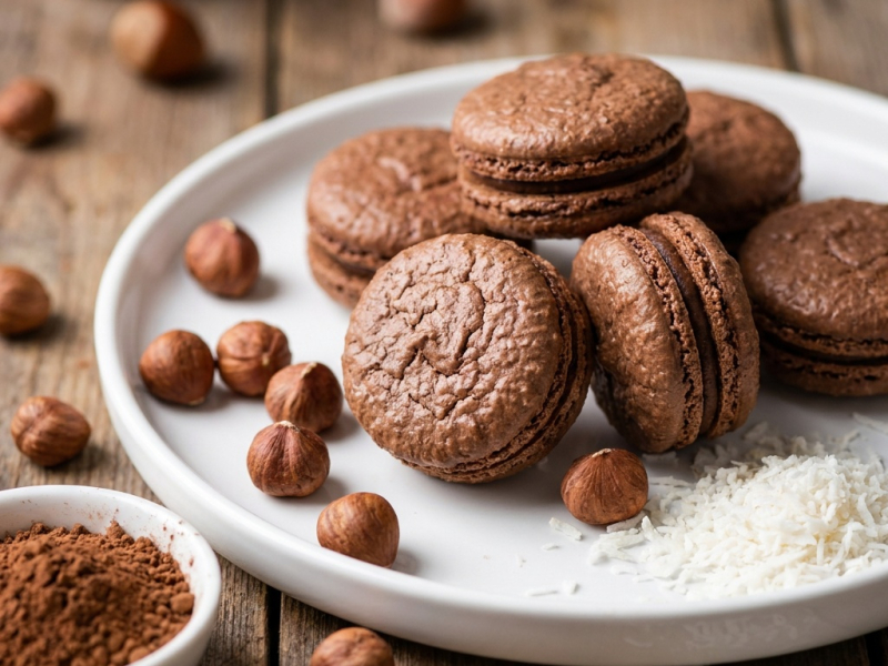 Macarons croquants chocolat-noisette