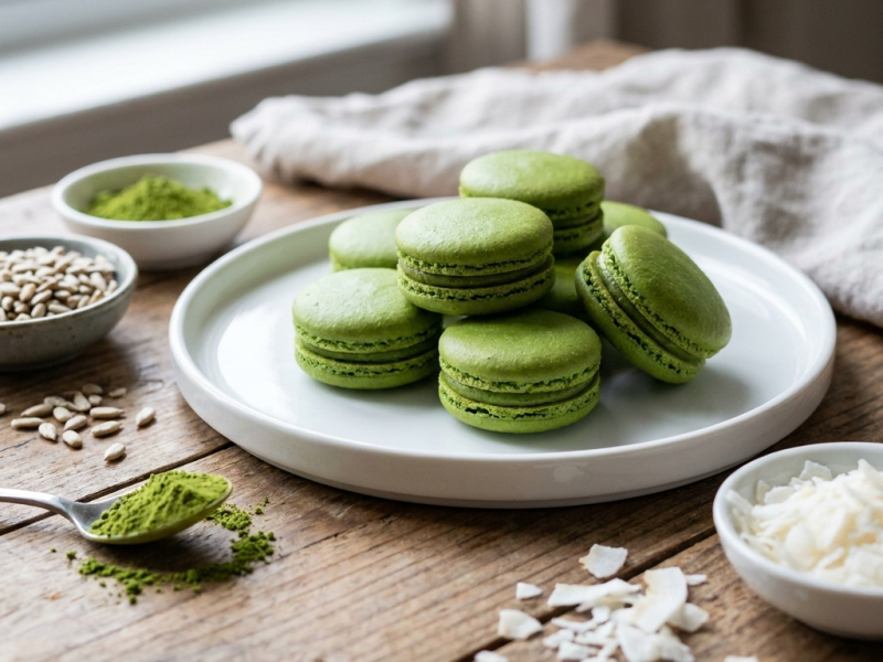 Macarons crus au matcha