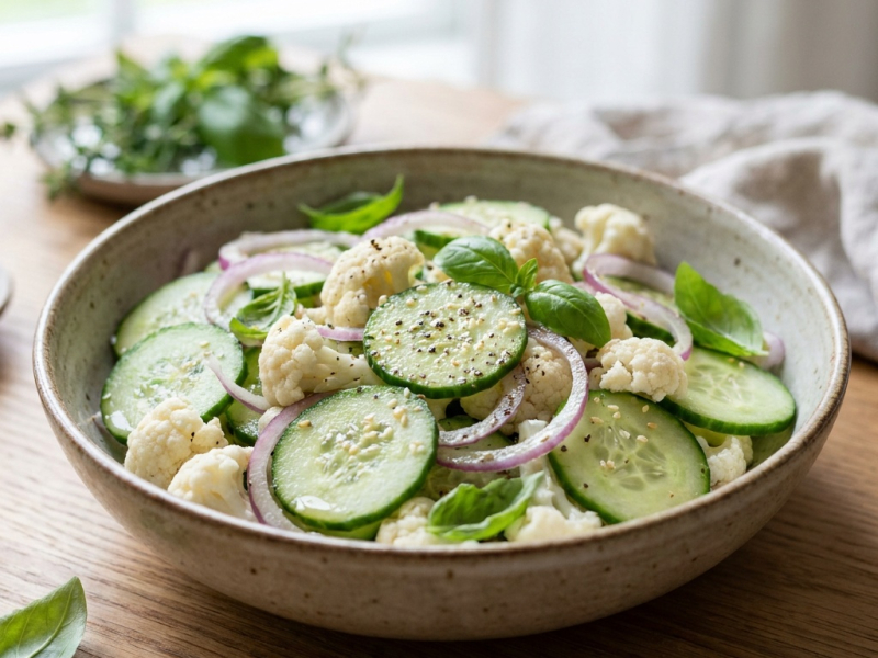 Salade concombre-basilic