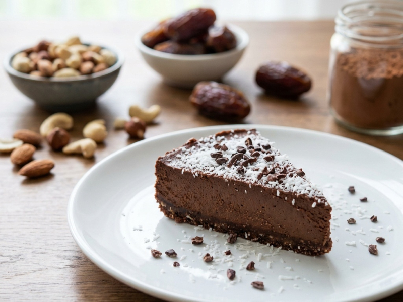 Tarta cruda de chocolate y coco estilo Bounty