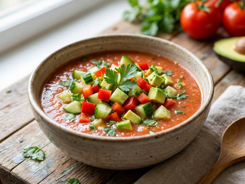 Sopa de miso suave con cintas de verdura