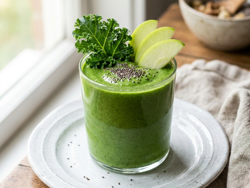 Batido verde de kale y plátano