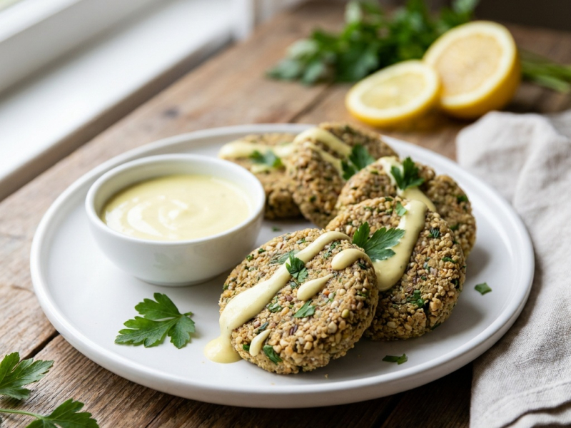 Falafeles crudos de zanahoria con alioli de limón y ajo