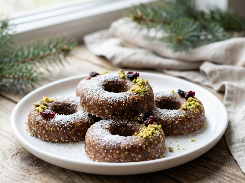 Donuts crudos de Año Nuevo con glaseados de mantequilla de coco