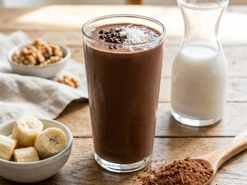Batido de café, cacao y coco
