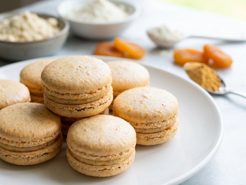 Macarons crudos de albaricoque y lúcuma