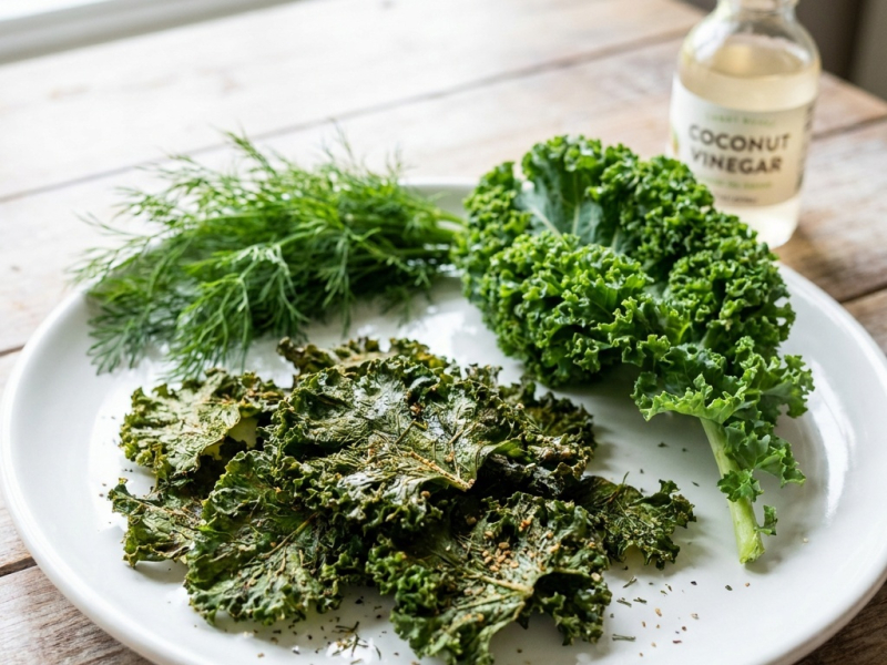 Chips de col kale al eneldo, estilo pickles