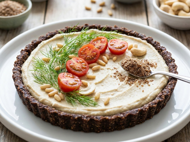 Tartaletas crudas de hinojo y tomates cherry con queso de macadamia