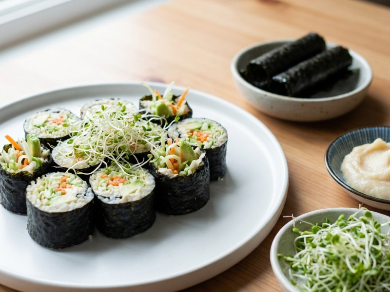 Makis California crudos con miso y aguacate