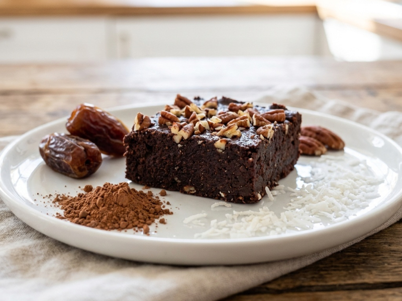Surowe brownie z orzechami pekan i surowym kakao