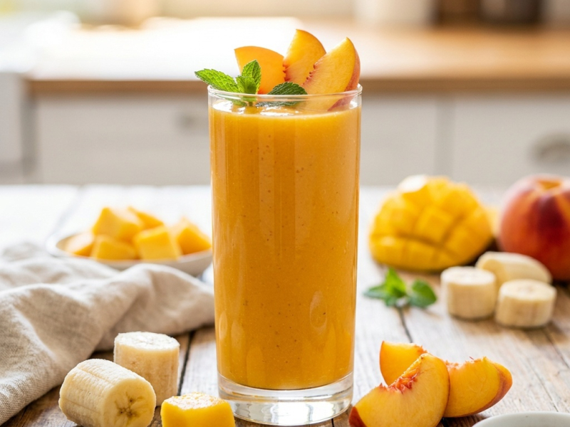 Smoothie z brzoskwinią, mango i imbirem przed treningiem