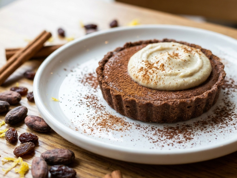 Tartelettes crues mousse chocolat-avocat et crème de cajou au citron
