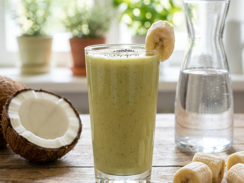 Zielone smoothie na poranek: szpinak, spirulina i maliny