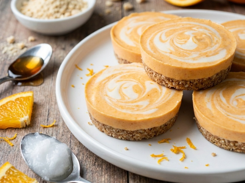 Raw orange and coconut tartlets