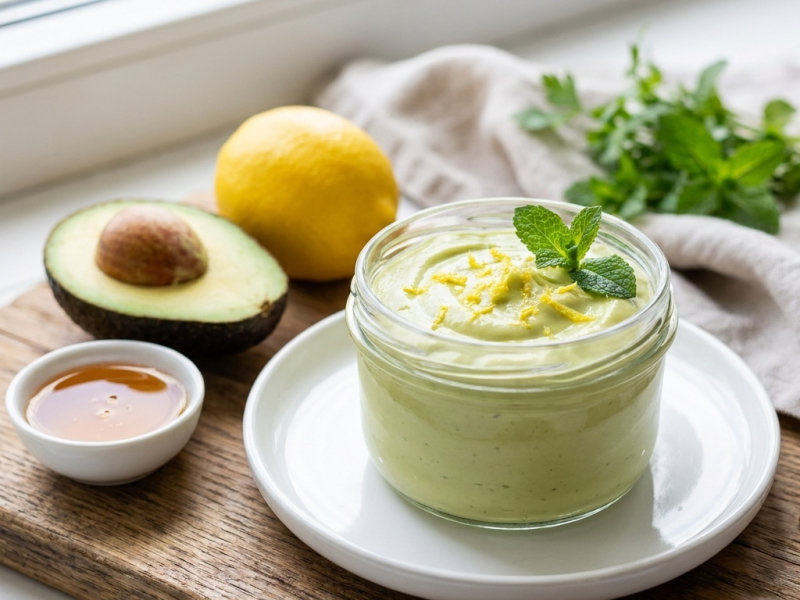 Raw lemon and avocado pudding, ready in five minutes