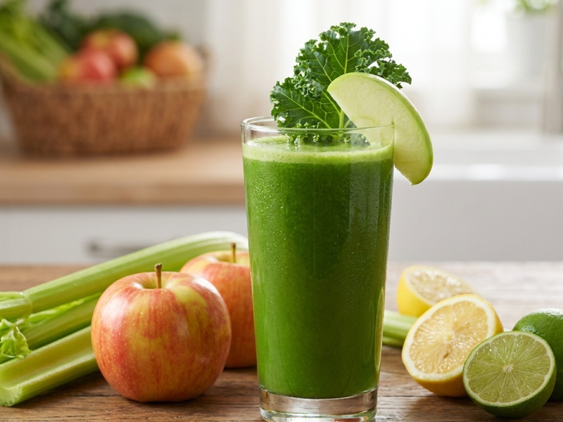 Jus vert pomme, céleri et kale