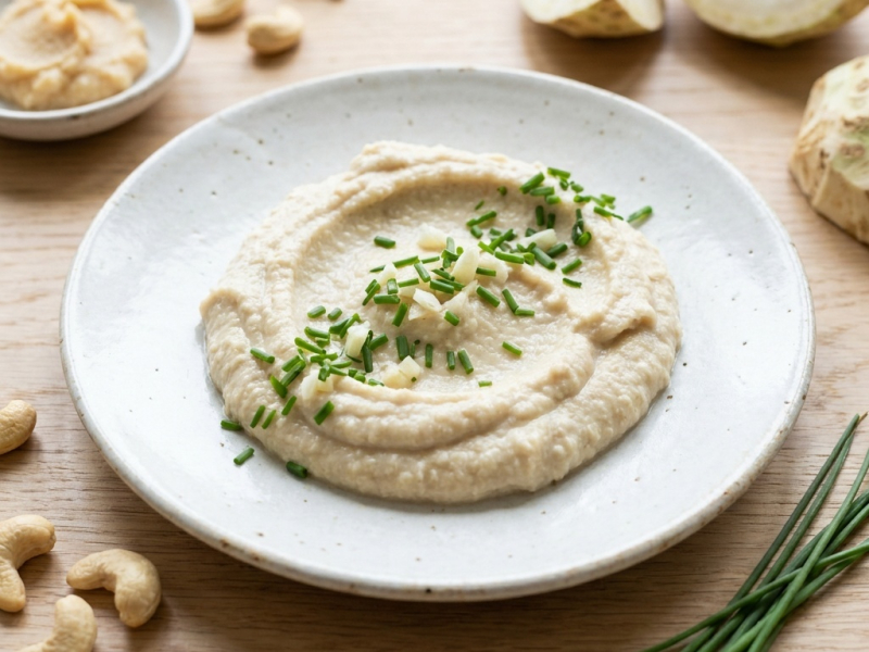 Purée crue de céleri-rave à l'ail et à la ciboulette