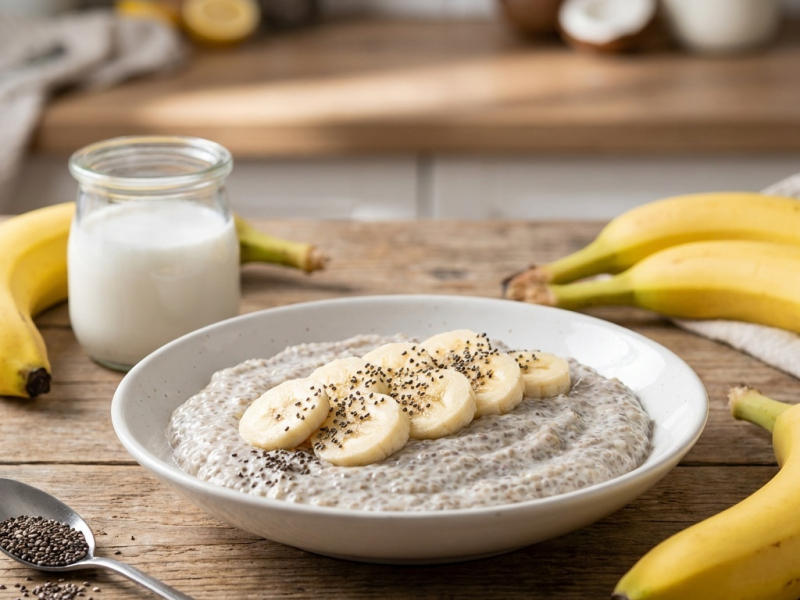 Pudding de chia à la banane et au lait de coco maison