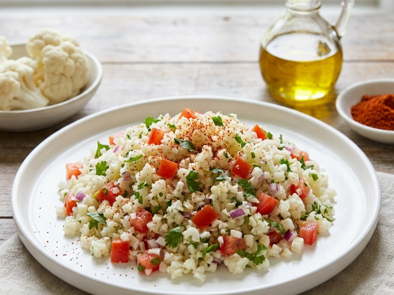 Riz de chou-fleur cru à la mexicaine