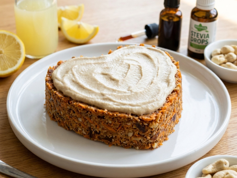 Carrot cake cru en cœurs, fourré au fromage frais de cajou