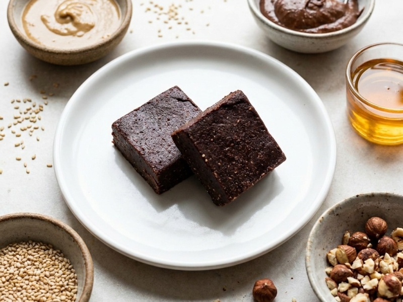 Fudge cru au tahini et pâte à tartiner chocolat-noisette maison