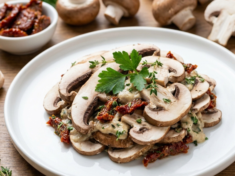Gratin tiède cru aux champignons