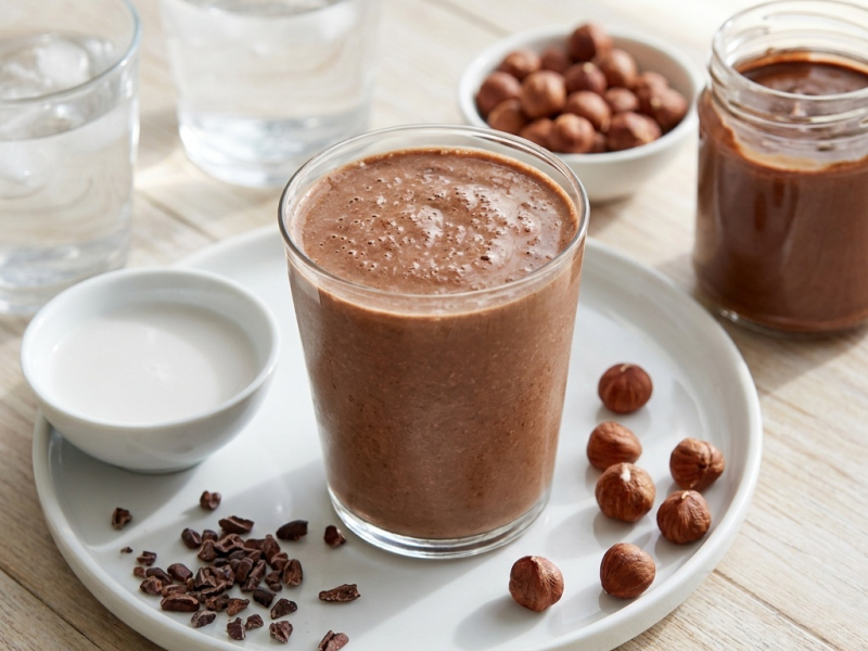 Milk-shake cru chocolat-noisette au lait de coco