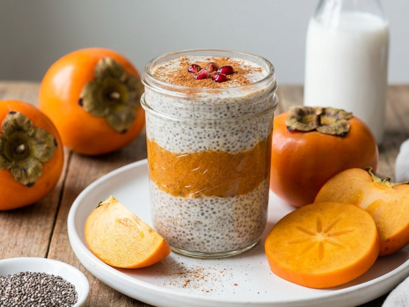 Parfait de kaki épicé et pudding de chia
