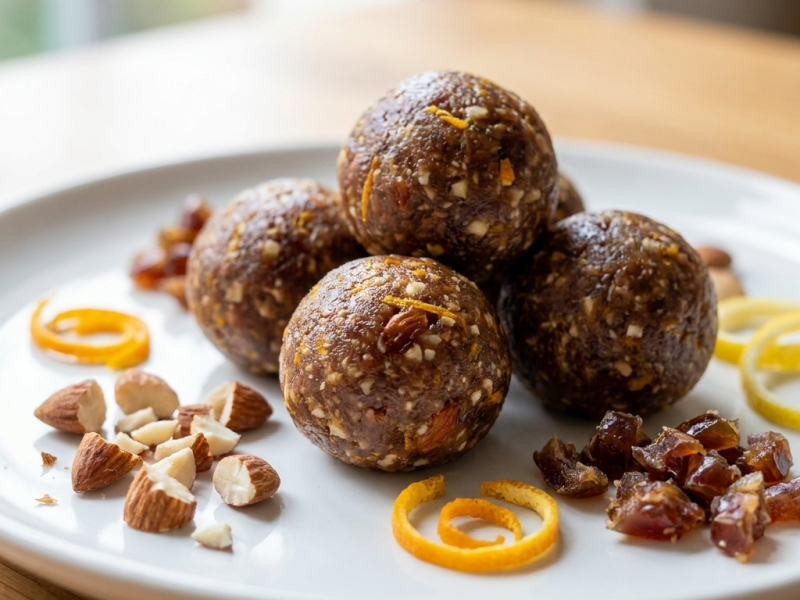 Bouchées crues façon fruit cake aux agrumes