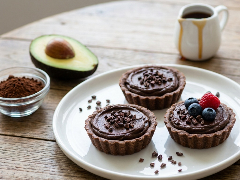 Tartelettes crues au pudding chocolat-avocat