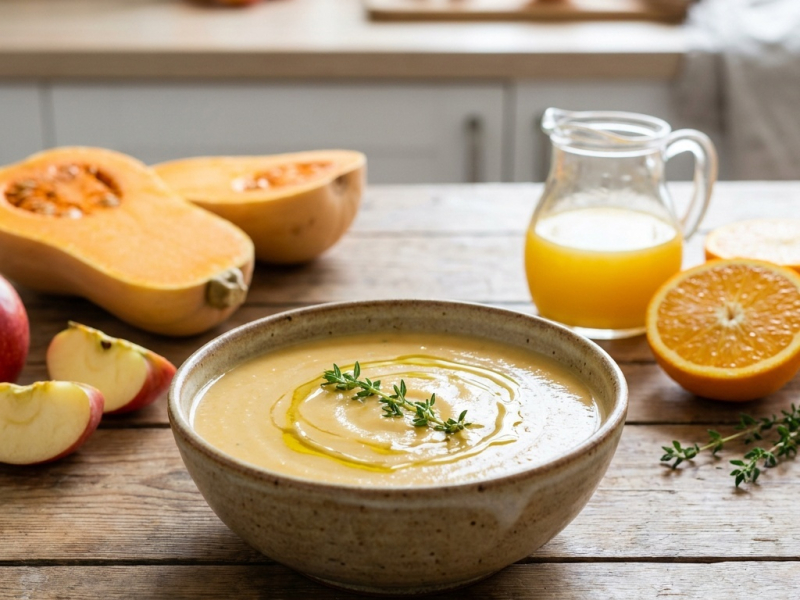 Velouté cru de butternut et pomme à la cannelle