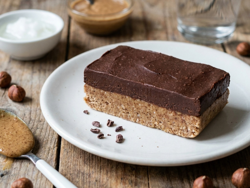 Fudge cru noisette et cacao en deux couches
