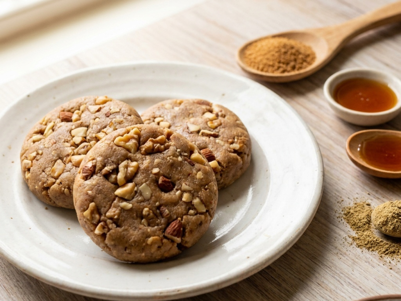 Cookies crus fondants aux noix, cardamome et safran