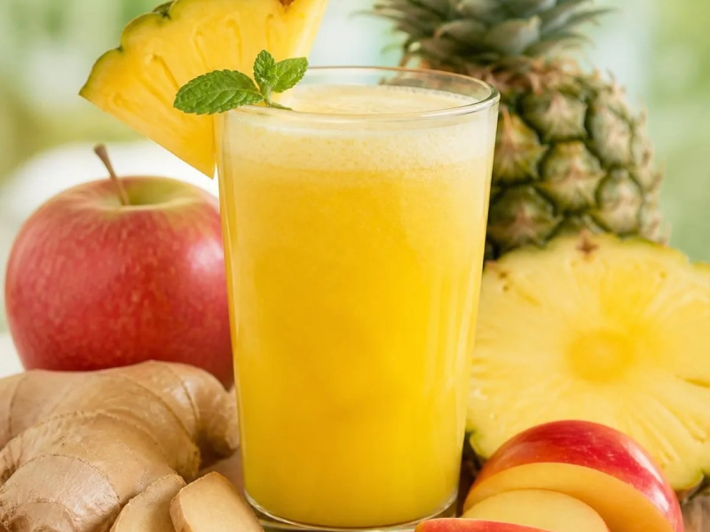 Entgiftungssaft mit Ananas, Apfel und Ingwer