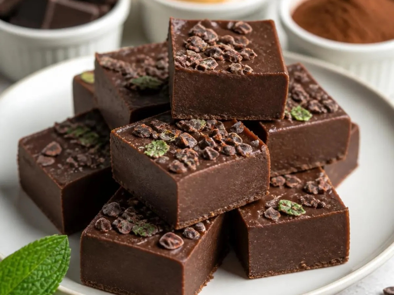 Rohes Schoko-Minz-Fudge (ohne Backen)