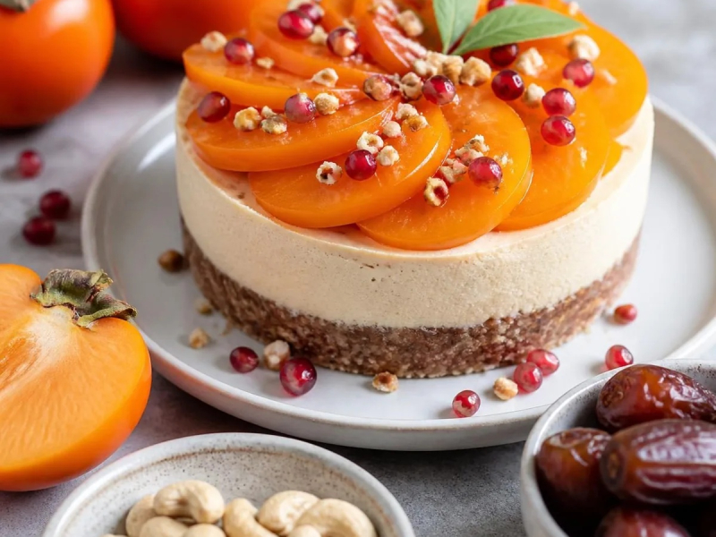 Roher Kaki-Cheesecake