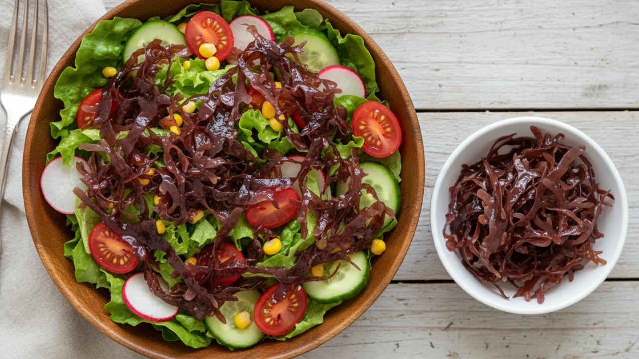 Salade composée à la dulse, tomates cerises et radis